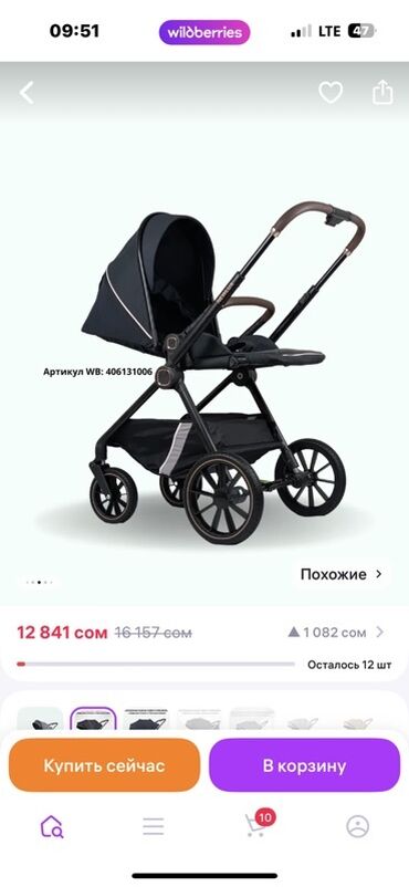 зимний чехол на коляску: Коляска, цвет - Черный, Новый