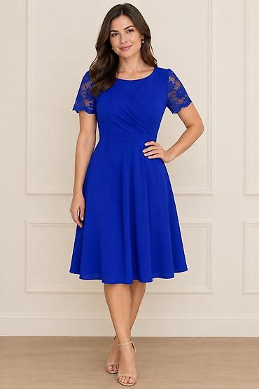 replika: Elegantna midi haljina u kobalt plavoj boji - Fason: A-kroj sa lagano — 1