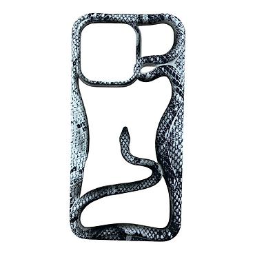 bədii ədəbiyyat: Qara-ağ ilan teksturalı telefon qabı - Model: iPhone üçün arxa — 1