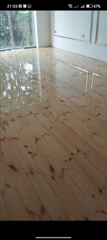 Döşəmə işləri: Taxta döşəmə cilalama və laklama xidməti - Şəkillərdə: ev və — 5