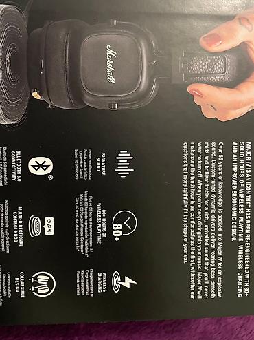 Qulaqcıqlar: İşlənmiş Simsiz (Bluetooth) Qulaqcıqlar, Marshall, rəng - Qara — 4