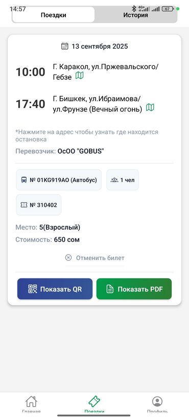 печать на футболках: Продаю билет Каракол-Бишкек на 13 сентября 10:00