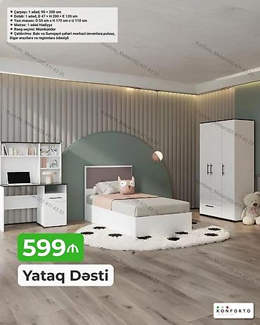 Yataq Dəsti – 599₼ Komplektə daxildir: - Çarpayı: 1 ədəd, 90 × 200 sm