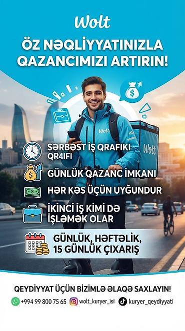 evde online iş: Sürücü-kuryer tələb olunur, Şəxsi nəqliyyat vasitəsi ilə, Gündəlik ödəniş, Təcrübəsiz — 1