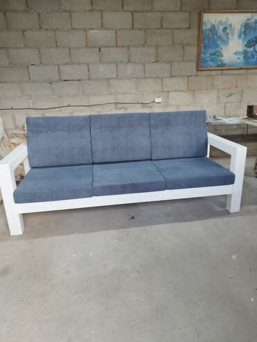 мякий диван: Прямой диван, цвет - Синий, Новый