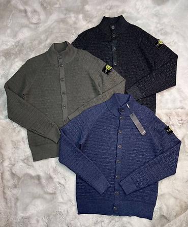 nike tech flecce: Мужской вязаный кардиган Stone Island на пуговицах. - Фактурная вязка — 1