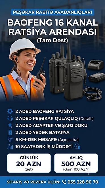 prestejin 5: BAOFENG 16 kanal ratsiya icarəsi – Tam dəst Paketin tərkibi: - 2 ədəd — 1