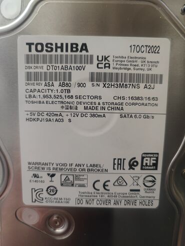 hdd 1 тб для ноутбука: Маалымат алып жүрүүчү, Колдонулган, Toshiba, HDD, 1 ТБ, ПК үчүн