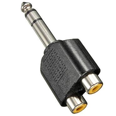 Аудио адаптер, переходник Jack 6.5 мм (male) - 2 RCA (female) Black