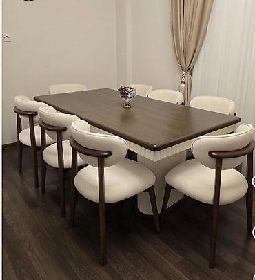 Qonaq otağı üçün, Yeni, Açılmayan, Dördbucaq masa, 8 stul