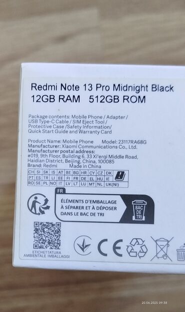 Mobil telefonlar üçün digər aksesuarlar: Boş qutudu. Redmi not 13 pro telefonundu