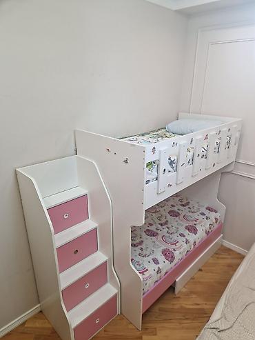 Uşaq mebeli: Oğlan və qız üçün, İşlənmiş, Çarpayı, Matras ilə, Siyirməli, Laminat — 4