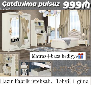 madeyra mebel qiymetleri 2019: Təknəfərlik çarpayı, Dolab, 2 tumba, Azərbaycan, Yeni