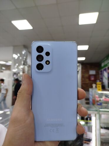 талас телефоны: Samsung Galaxy A53 5G, Колдонулган, 128 ГБ, түсү - Көк, 2 SIM
