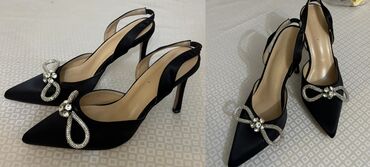 женские туфли на квадратном каблуке: - Qadın geyimi üçün şıq, zərif yüksək daban ayaqqabı - Rəng: qara -