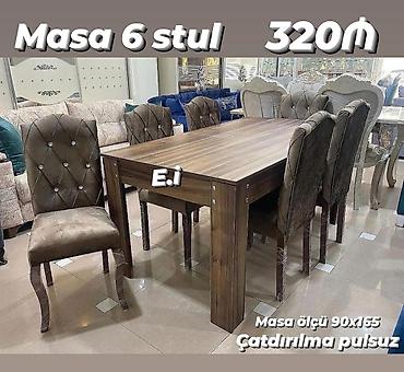 reseption masa: Qonaq otağı üçün, Yeni, Açılmayan, Dördbucaq masa, 6 stul — 1