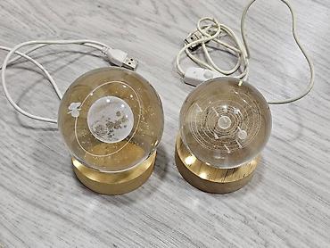 gecə işıqları: USB işıqlı kristal kürələr – Ay və Günəş sistemi modeli - Dəst: 2 — 1