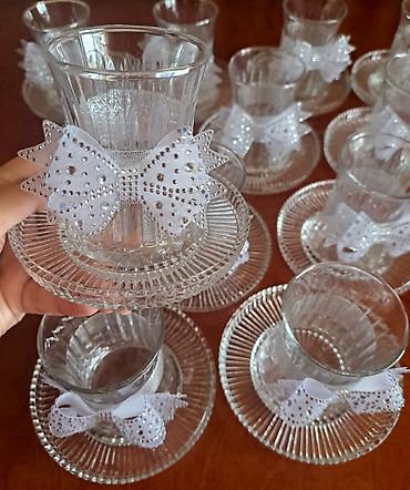 das stekan: Çay dəsti, rəng - Gümüşü, Şüşə, 12 nəfərlik, Türkiyə — 1