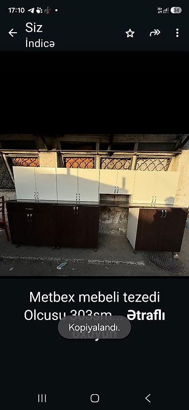 Metbex mebeli tezedi
Olcusu 303sm
Qiymet 360 manat
Unvan sabuncu lalafo.az -da Metbex mebeli tezedi
Olcusu 303sm
Qiymet 360 manat
Unvan sabuncu