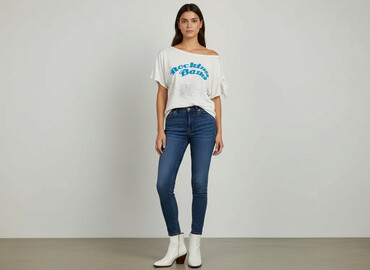 białe t shirty z nadrukiem: ONLY, T-shirt damski, rozmiar M