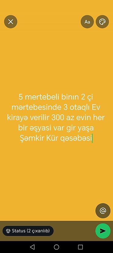1 otaqlı həyət evləri: Satilir və ya Kirayə: 3 otaqlı mənzil, 5 mərtəbəli binanın 2-ci — 1