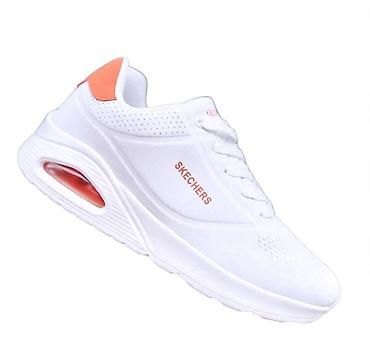 air max carbon: Skechers ženske patike – bele sa losos/narandžastim detaljima - — 1