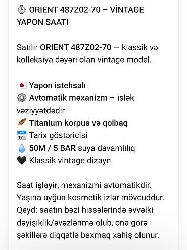 saat alan: Orient Mechanical Titanium qol saatı - Korpus və qolbaq: titan – — 7