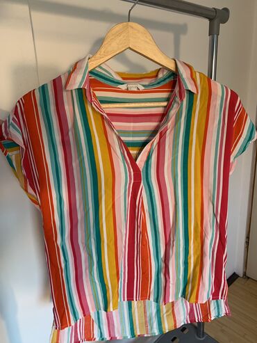 Shirts: S (EU 36), Flax, Stripes, color - Multicolored