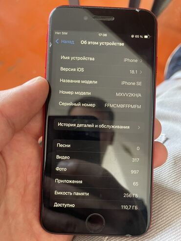 Apple iPhone: IPhone SE, Б/у, 256 ГБ, Красный, 78 %