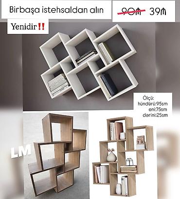 divar ref: Modul tipli dekorativ divar rəfi - Dizayn: Bir-birinə keçən 6 kvadrat — 1