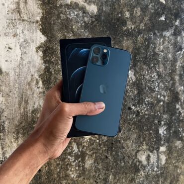 Apple iPhone: IPhone 12 Pro Max, 128 GB, Pacific Blue, Zəmanət, Face ID, Sənədlərlə