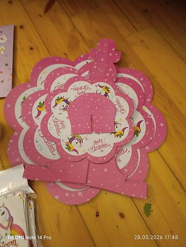 qapi bezeyi: Unicorn temalı ad günü dekorasiya və süfrə dəsti - “İyi ki doğdun” — 6