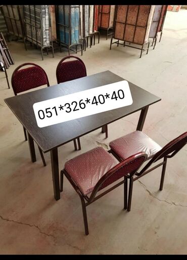 Masa və oturacaq dəstləri: Qonaq otağı üçün, Yeni, Açılan, Dördbucaq masa, 4 stul — 24