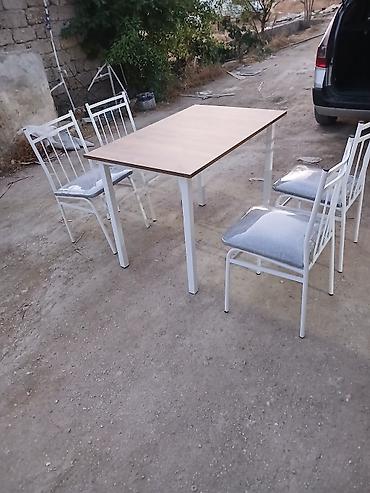 green mmc: Mətbəx/dinləmə dəsti – 1 masa + 4 stul - Masa: düzbucaqlı forma, ağ — 2