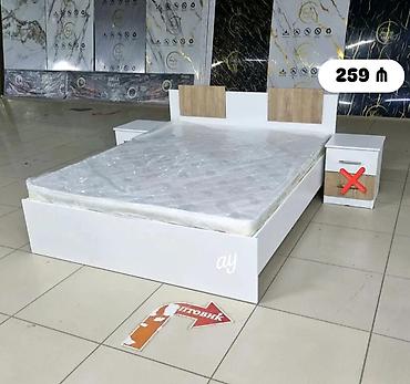 Ağ rəngli ikitərəfli panel başlıqlı yataq dəsti. - Material
