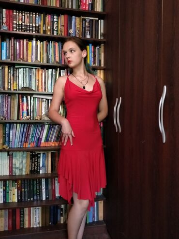 красное вечернее платье в пол: Вечернее платье, Короткая модель, Без рукавов, S (EU 36), M (EU 38)
