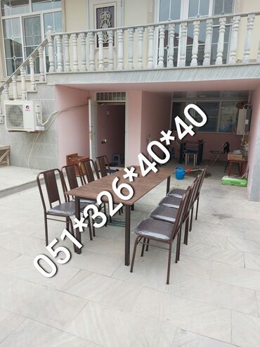 Masa və oturacaq dəstləri: Qonaq otağı üçün, Yeni, Açılan, Dördbucaq masa, 2 stul — 6