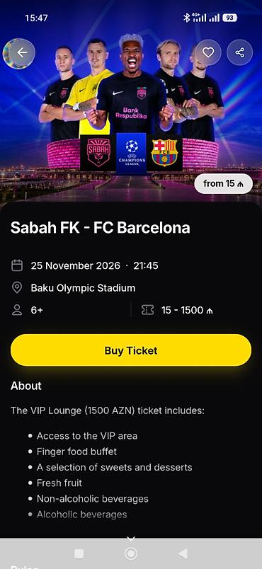 masaj bakü: Sabah FK – FC Barcelona oyununa bilet Tarix və vaxt: 25 noyabr 2026 — 1