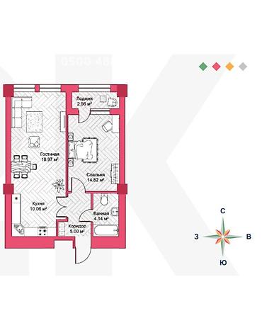 Продажа квартир: 2 комнаты, 57 м², Асанбай мкр Элитка, 9 этаж, ПСО (под самоотделку) — 2