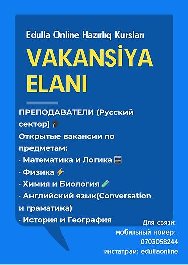daye işi elanları: Müəllim tələb olunur — 1