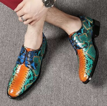 Туфли: Элегантные мужские туфли из кожи питона в европейском американском