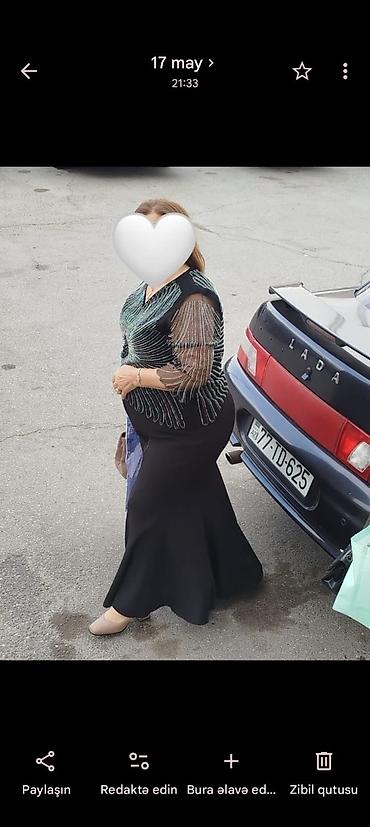 Qadın ziyafət geyimi dəsti - Üst: Şəffaf tül qol və yuxarı hissə
