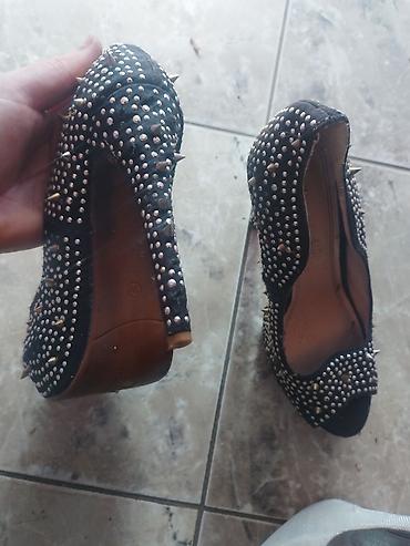 swarovski nakit za decu: Crne ženske peep-toe štikle sa platformom i visokom tankom potpeticom — 2
