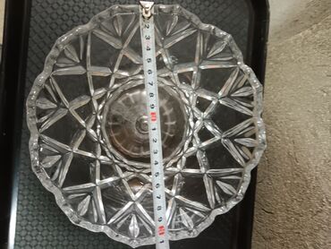 Konfet qabları: Kvars/şüşə kəsim naxışlı qab dəsti - 2 ədəd şəffaf kəsim naxışlı qab — 4