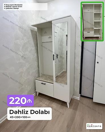 Ev və bağ: Dəhliz dolabı – 45×200×100 sm ölçü - Rəng seçimi: mümkündür - — 1
