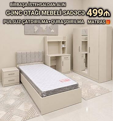 Gənc otağı mebel dəsti Komplekt tərkibi: - Tək nəfərlik çarpayı