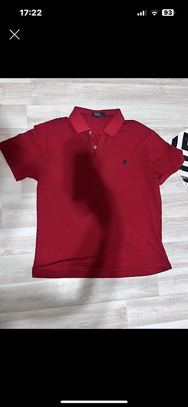 Kişi geyimləri: Qırmızı polo köynək - Klassik polo yaxalı, 3 düyməli ön hissə - Qısa — 1