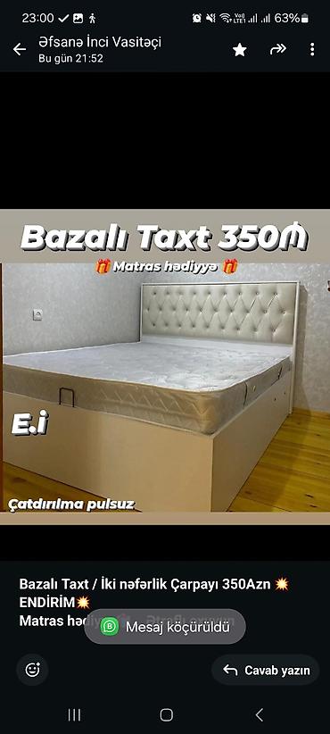 Sifarişlə mebel: İkinəfərlik, Bazalı, Pulsuz matras, Siyirməsiz — 2