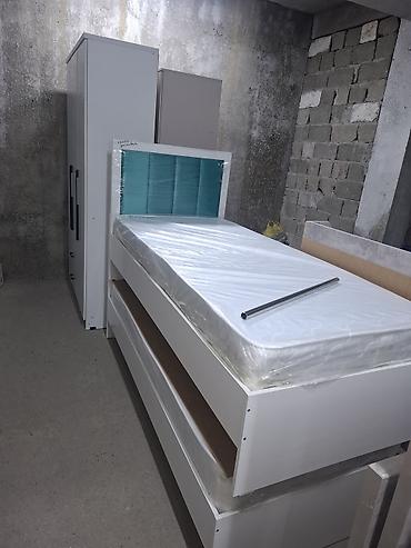 Бир кишилик керебет, Жаңы, Матрасы бар, узуну - 2 см