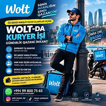 evde online iş: Sürücü-kuryer tələb olunur, Şəxsi nəqliyyat vasitəsi ilə, Gündəlik ödəniş, Təcrübəsiz — 1